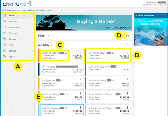 Digital Banking Homepage Overview