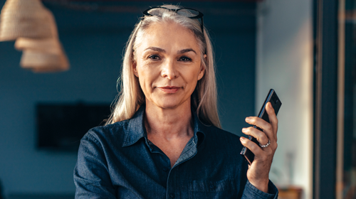 woman holding mobile phone