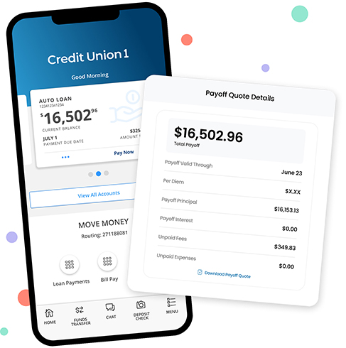 Payoff Quote Details - screenshot from CU1 Digital Banking